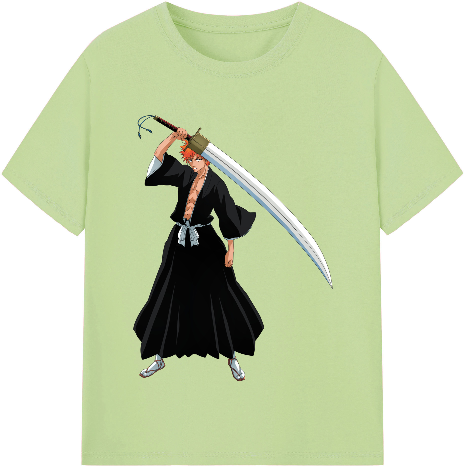 （画像用） ブリーチ 黒崎一護（くろさき いちご）BLEACH Kurosaki Ichigo 綿100％半袖Tシャツ（フロントプリント）